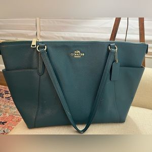 Coach zip top tote in spring blue